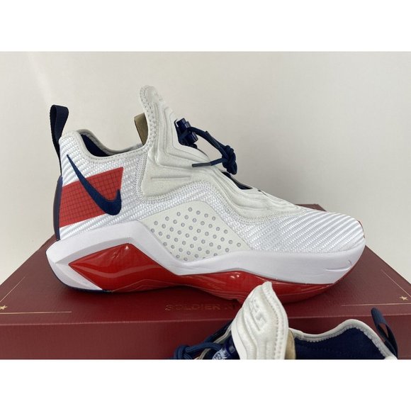Nike LeBron Soldier 14 USA Red White Men's Basketball Sneakers Shoes - Picture 5 of 12